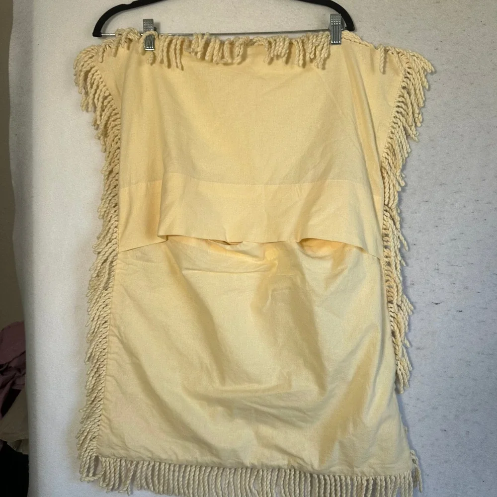 Set of 2 Yellow Chenille Tufted Pillow Shams Cotton Fringe Boho 26x22 RN 87077